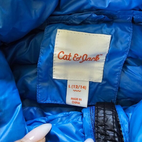 Cat & Jack Boys Black light Puffer Jacket Coat L 12/14 - Picture 6 of 13